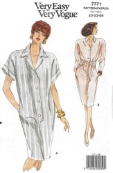 7771 EZ VOGUE TAPER COLLAR BUTTON SS-LS DRESS, SASH PATTERN 8-12